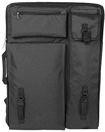 Fyearfly Künstler Tragetasche, A4 Zeichenbrett Tasche Leinwand 4K Großer Künstler Portfolio Rucksack, Outdoor Skizzentafel Umhängetasche zum Zeichnen Skizzieren Malen(Schwarz)