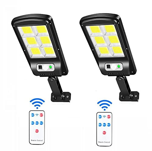 hanaiette 2xpezzi Faretto lampione solare 120 led cob da esterno sensore di movimento ip65 con telecomando