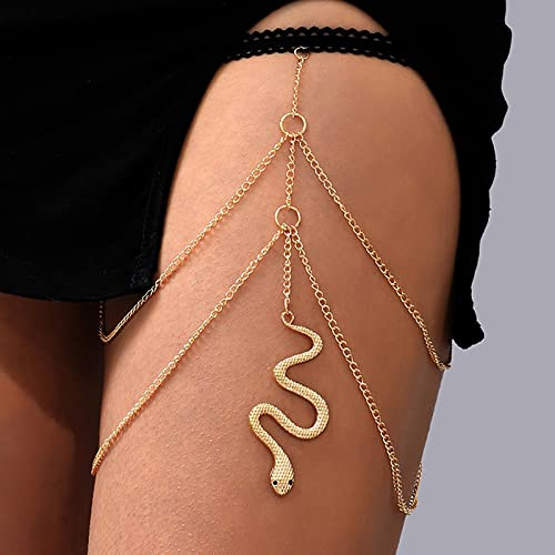 TseenYi Gold Snake Thigh Chain Boho Serpent Leg Chain Layered Chain Thigh Leg Chain Sexy Harness Bikini Body Chain Summer Beach Body Jewelry for Women and Girls Gifts