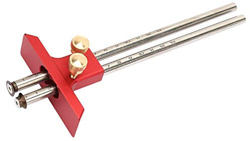 Dioche Marking Streichmaß Holzbearbeitungswerkzeug Streichmaß Edelstahl Rot Edelstahl Holzbearbeitung Doppelkopf Scriber Lineal Streichmaß Holz Scribe Tool Zimmerei