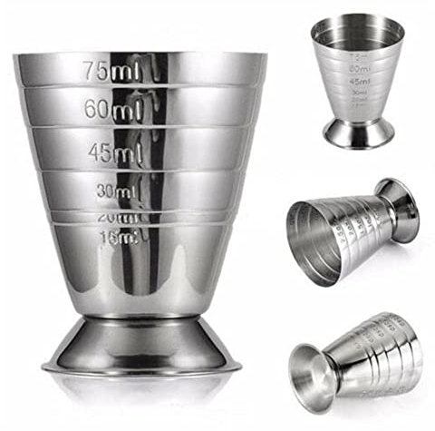 75ml Metal Measure Cup Drink Tool w/ml Shot Ounce Mixed Cocktail / 0.5-2.5oz / 15-75ml Bar Jigger Beaker M7W7 1-5Tbsp