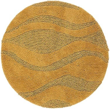 RugVista Badematte Breeze, ∅ 70 cm, Rund, Mittelflor, Anti-Rutsch, Moderner Badteppich, Maschinenwaschbar bis 30°C, 100% Baumwolle, Gelb