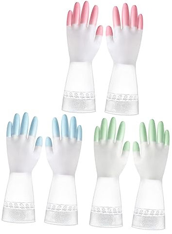 LALAFINA 3paare Wasserdichte Küchenhandschuhe Für Haushaltsreinigung Toilettenhandschuhe Wasserdichte Hausarbeitshandschuhe Ölbeständig Und Rutschfest Atmungsaktiv Für Geschirrspülen Und Ti
