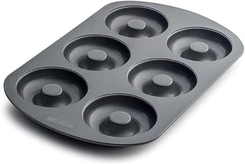 Bellemain Premiere Donut Pan for Baking | Nonstick 12.5 x 8.5” Doughnut Pan with 6-Doughnut Molds | Includes 2 Steel Donut Trays | Make Perfect Bagels and Cake Donuts (1-pack)