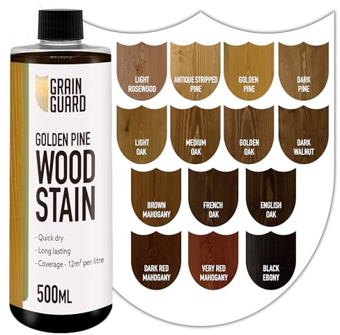 GRAIN GUARD Wood Stain Water Based | Golden Pine | 500ml | Interior Furniture Stain | Light & Dark Stains | Eco-Friendly & Non-Toxic Wood Dye | Easy Application | Quick Dry & Low Odour