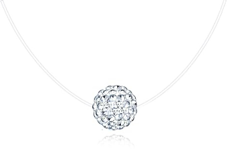 MICMIF Collier transparent en nylon avec perle/boule de cristal/rond zircon en argent 925, collier ras du cou collier clavicule bijoux pour femmes et filles