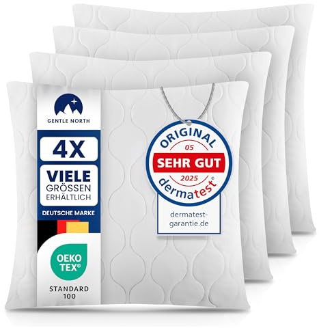Gentle North Kopfkissen (80x80 cm groß) - 4er Set Kissen für Bett und als Dekokissen - Mit Reißverschluss für Füllung - Sofakissen - Zierkissen für Couch und Sofa - Ökotex - Waschbar bis 60° - Weiß