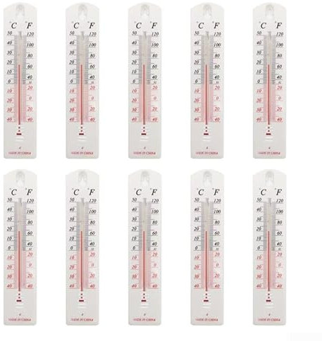 Termómetro de pared para casa, oficina, jardín, termómetro portátil para interiores y exteriores, termómetro de pared preciso de lectura (10 piezas)