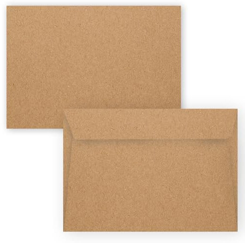 Briefumschlag C6 Haftklebend Selbstklebende 25-50 Stück Briefumschläge Kuvert Briefkuvert in Kraftpapier Optik Vintage 80 g/m² 114 x 162 mm Hochzeit Geburtstag Grußkarten Einladung Danksagung (25)