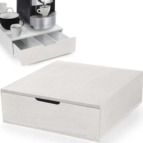 Bakaji Portacapsule Contenitore in legno con Cassetto Porta Cialde o Capsule,Bustine Tè Zucchero realizzato in Legno (29 x 32 x 10.5 cm)