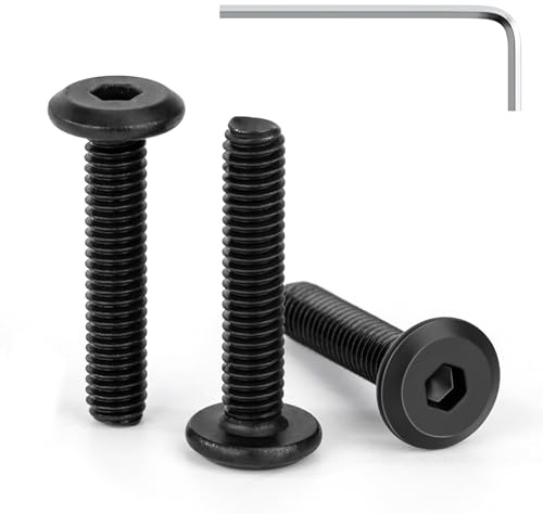 Tunejoy 30 Piezas Tornillos de Cabeza Plana M4 x 20 mm Negro Tornillo de Cabeza Hexagonal de Acero Inoxidable A2 V2A Perno de Muebles con llave Allen Rosca Completa