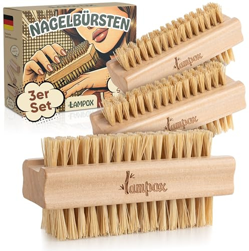 lampox® Brosse à ongles en bois avec poils robustes, durs et doux - Sans plastique et durable - Idéal comme brosse pour enfants, brosse à légumes, brosse à racines, brosse à doigts ou brosse de lavage