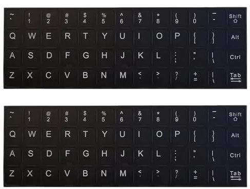 Lot de 2 Autocollants pour Clavier en Anglais, Stickers Universels pour Clavier, Lettrage Blanc, Adaptés aux Ordinateurs Portables et de Bureau,Protecteur de Clavier Universel pour Ordinateurs