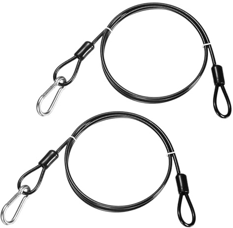TIXIPEM Security Cable with Hooks and Loops [2Pcs] - 3.28ft / 129.1 Inch Stainless Steel Luggage Lock Safety Cable Use for Bikes & Luggage & Toolbox & Tent - [Black] Wire Rope Lanyard