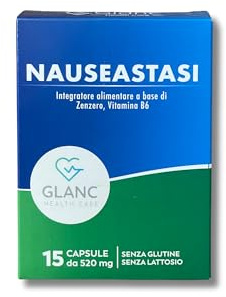 Nauseastasi Integratore Zenzero Vitamina B6 15 Capsule 520mg, Contrasta Nausea e Vomito, Aiuta Digestione, Senza Glutine e Lattosio