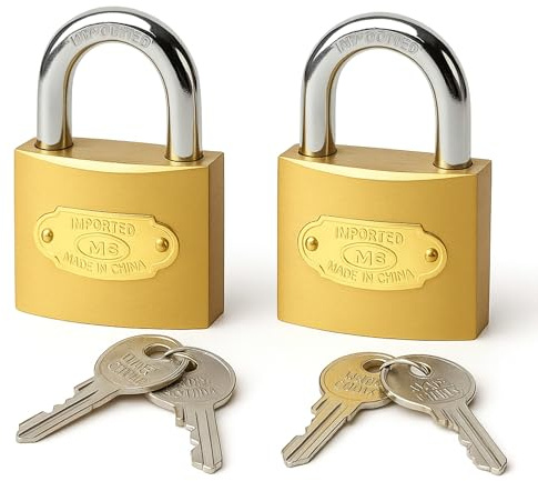 PARENCE – Lot de 2 Petits Cadenas avec 2 Clés chacun – Idéal pour Casiers de Collège, Vestiaires, Tiroirs, Boîtes de Rangement – Corps Métal – Usage Quotidien