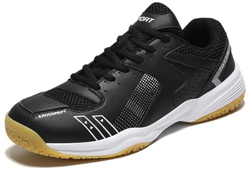 Wizeny Hombre Zapatos De Tenis Zapatos de bádminton Ligeros Zapatos De Tenis De Mesa Transpirable Zapatillas De Entrenamiento De Fitness,Negro,41 EU