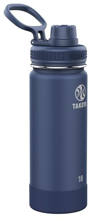 Takeya 51064 Actives Insulated Stainless Steel Water Bottle with Spout Lid, 18/8 Food Grade, Midnight