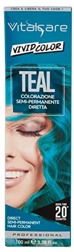 Vitalcare | Vivid - Colorazione Semipermanente, Tinta Capelli, Diretta, Capelli Morbidi, Idratati e Luminosi, Colore Teal