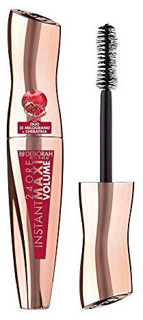 Deborah Milano - Mascara 24 Ore Instant Maxi Volume con Olio di Melograno, Effetto Volumizzante, Allungante e Incurvante a Lunga Durata, Dona Ciglia Nutrite e Idratate, Nero, 12 ml