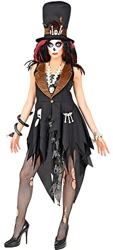 W WIDMANN MILANO Party Fashion - Kostüm Dia de los Muertos, Kleid mit Hut, Voodoo Priesterin, Magierin, Verkleidung Halloween