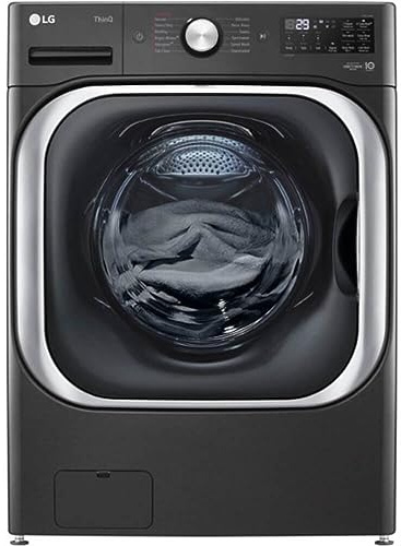LG 5.2 cu. Ft Stackable Smart Front Load Washer in Black Steel with Steam & Turbowash Technology