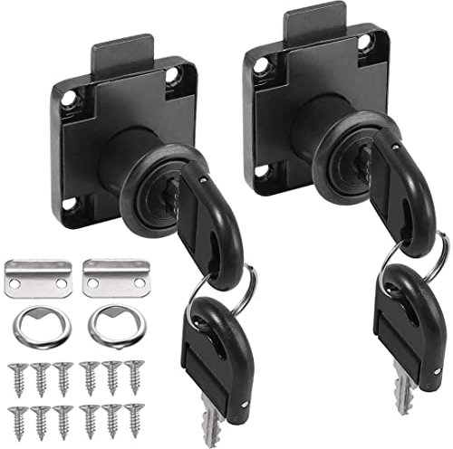 Litensh 4pcs verrou à came avec clé différente, serrures barillet boîte aux lettres serrure casier verrou placard serrure d'armoire de sécurité pour meubles, armoire, tiroir, bureau.