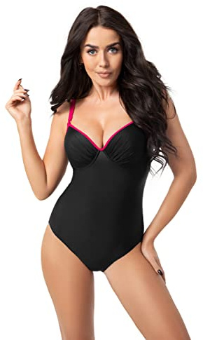 Selente My Secret Kostym Hav/Pool Kvinnor med Plus Size bygel. Tillverkad i EU., Svart / Fuchsia, 42