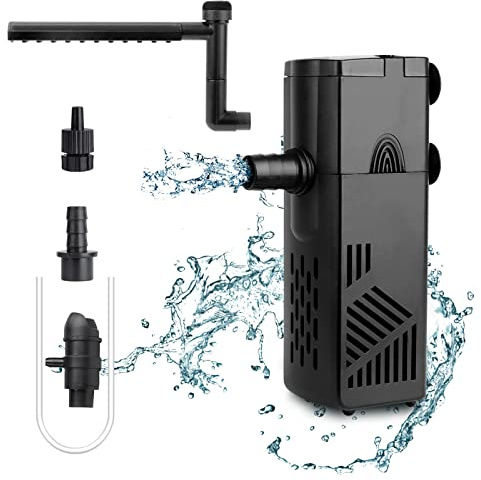 hygger Filtre Interieur Aquarium,220L/H Filtre Interieur Débit d'eau Réglable Submersible avec,3W Faible Débit d'eau Filtre d'aquarium pour Aquarium Jusqu'à Tortue, Postuler à 20-40L