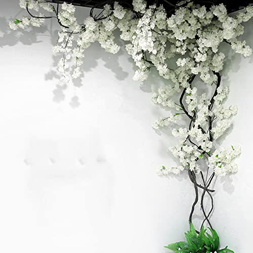 Künstliche Kirschblütenbäume – Atemberaubende künstliche Blumen-Hintergrundwände für Innenhochzeiten mit simuliertem Pfirsichzweig und Rattan-Design – perfekt für Decke oder