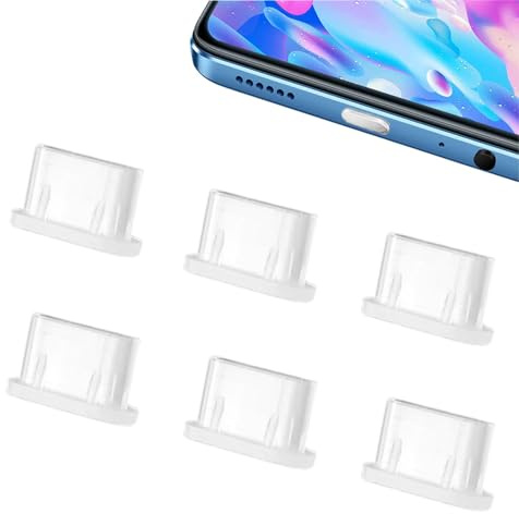 IOSPKKIO® 6 Stück USB C Staubschutzstecker, Kompatibel mit Google Samsung Galaxy Xiaomi Redmi XPLORA Motorola iphone15, Silikonhülle USB 3.1 Typ C Schutzkappe, Weiß