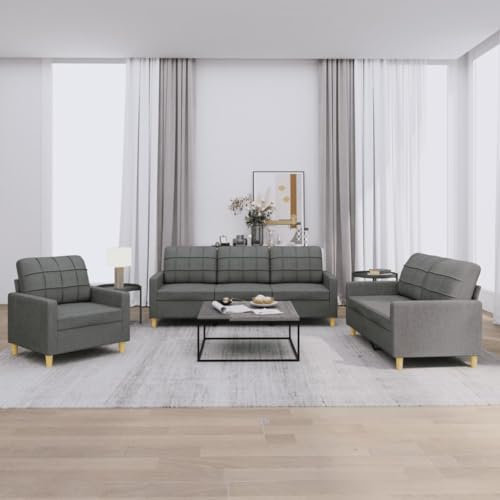 SECOLI Canapé-lit 3 places + 2 places + fauteuils 3-2-1 Ensemble salon Canapé salon Ensemble canapé gris foncé
