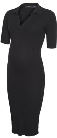 VERO MODA Vmmholly Robe Polo 2/4 GA Noos pour Femme, Noir, L
