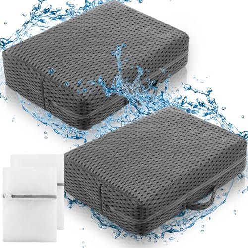 Threehoney 2 asientos elevadores de bañera de hidromasaje con peso, asiento elevador de bañera de hidromasaje con micropuntos de secado rápido, parte inferior antideslizante, cojín de asiento portátil