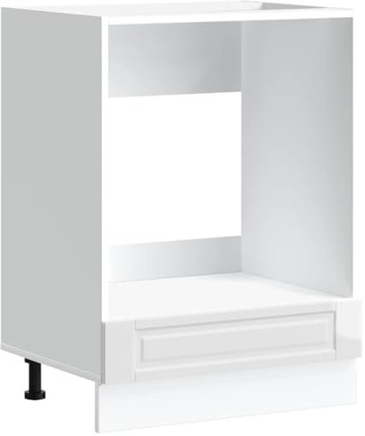 vidaXL Herdumbauschrank Porto Hochglanz-Weiß Holzwerkstoff, Backofenschrank, Herdschrank, Ofenschrank, Küchenofenschrank, Küchenherdschrank