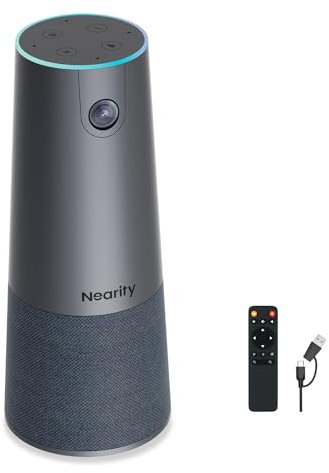 NEARITY C45 2K Videokonferenz-Webcam mit Mikrofon und Lautsprecher, All-in-One Webcam mit 4 Noise Cancelling Mikrofonen, 5X Zoom FHD Webcam AI Auto-Framing Plug-and-Play für Zoom/Teams/Google Meet