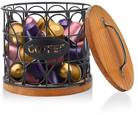 MEETOZ Porta filtro da caffè con coperchio, contenitore rustico per cialde di caffè di grande capacità, dispenser per filtro da caffè, contenitore per capsule di caffè, cestino organizer per accessori