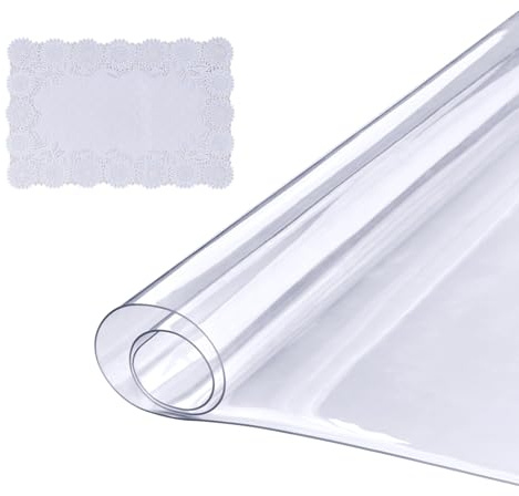 VEVOR Clear Table Cover Protector, 1.5mm Thick 36 x 72 in PVC Plastic Tablecloth, Waterproof & Oil Spill Proof, Customizable Rectangle Table Cover for Writing Desk, Coffee Table, Dining Room Table