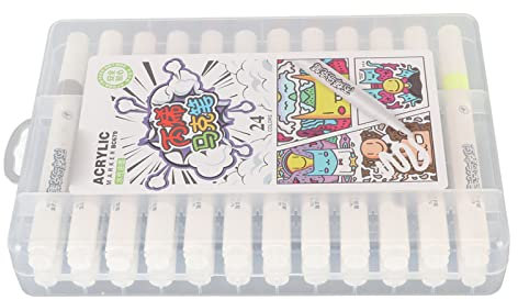 Baxnore Dual Tip Marker Pen, 24 Colors Ink Acrylic Paint Pens, Quick Drying Fluency Acrylic Markers, Paint Markers, Marker Pens for Writing Fabric