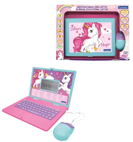 Lexibook, Einhorn, Lernlaptop mit 164 Aktivitäten, Englisch/Deutsch, JC598UNIi3