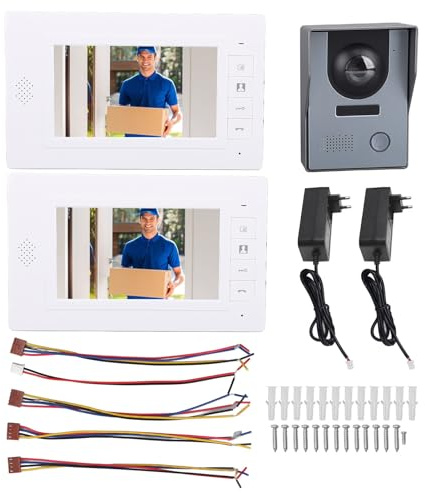 Gearwell Video Intercom, de Timbre con Cable de Pantalla de 7 Pulgadas con Audio de Dos vías, intercomunicador de Entrada de Puerta de Video para Casas de Villas oficinas