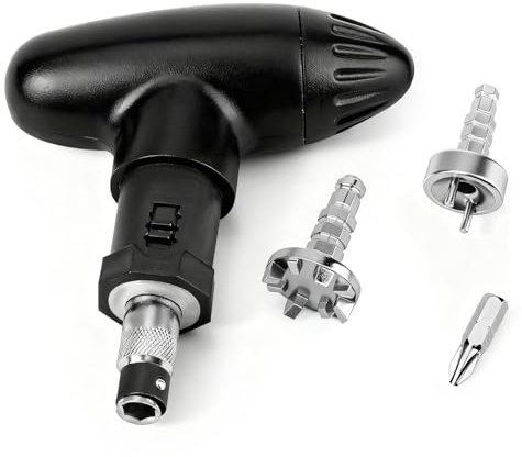 Chtaoxin Golf Shoe Spike Wrench with Ratchet Action, Durable Iron and Plastic Handle, 3-Adapter Set for Easy Cleat Replacement and Adjustment Tool