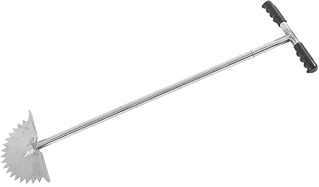 Nosqew Tagliabordi manuale per prato con dente di sega a mezza luna, con impugnatura a T, per bordi lungo marciapiedi e vialetti, in acciaio inox, 94 x 27 cm