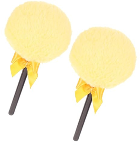 FRCOLOR Borla para Polvos Compactos y Sueltos, 2 Piezas, Material de Felpa Suave, Color Dorado con Mango, Tamaño Pequeño Portátil para Maquillaje y Cuidado Corporal