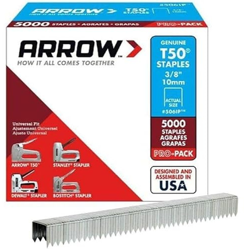 Arrow Fastener 506IP T50 3/8 Flat Crown Heavy Duty Steel Staples | 2 Pro-Pack Bundle | 10000 Total | 5000 Each Box