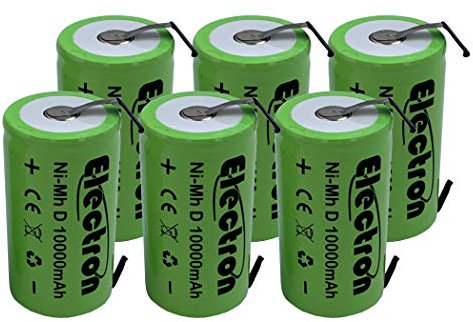 6x Batteria ricaricabile Ni-Mh D Torcia 1,2V 10000mAh 10Ah con linguette lamelle terminali a saldare per pacco pacchi batteria