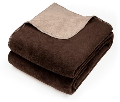 søstre & brødre Kuscheldecke Wendedecke | Edele und kuschelig weiche TV-Decke | Sofadecke zertifziert nach Öko-Tex 100 | Die Decke ist Made IN Europe | 150x200 cm - Braun-Creme