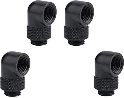 Tiardey 4-pack G1/4-tums hane till hona förlängningspassning 90° Rotary Enhance Multi-Link Adapter Fitting för dator vattenkylningssystem