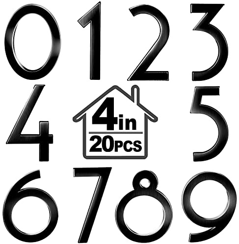 Coume 20 Pieces House Numbers 3D Mailbox Numbers 4 Inch Self Adhesive Raised Stickers 0-9 Black Plastic Street Apartment Hotel Garden Office Door Signs(Black)