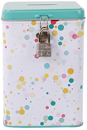 I-TOTAL® - Tirelire drôle avec cadenas et clés/Porte-monnaie en métal avec fermeture (BULLES)